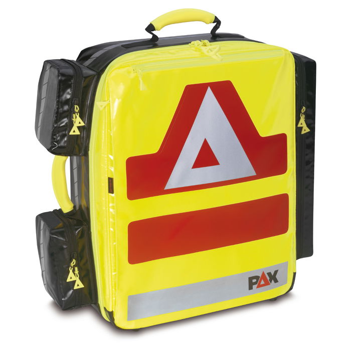 PAX Notfallrucksack Wasserkuppe L-ST Magnet Frontansicht tagesleuchtgelb Material PAX Plan