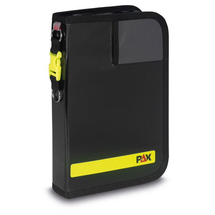 PAX logbook DIN A5 high tablet, color black, front view, material PAX-Plan.